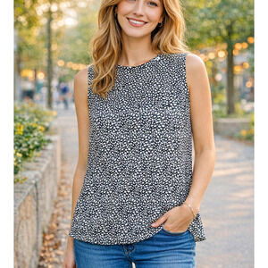 COOLIBAR UPF 50+ St. Tropez Swing Sleeveless Tank Top Size Medium Black White